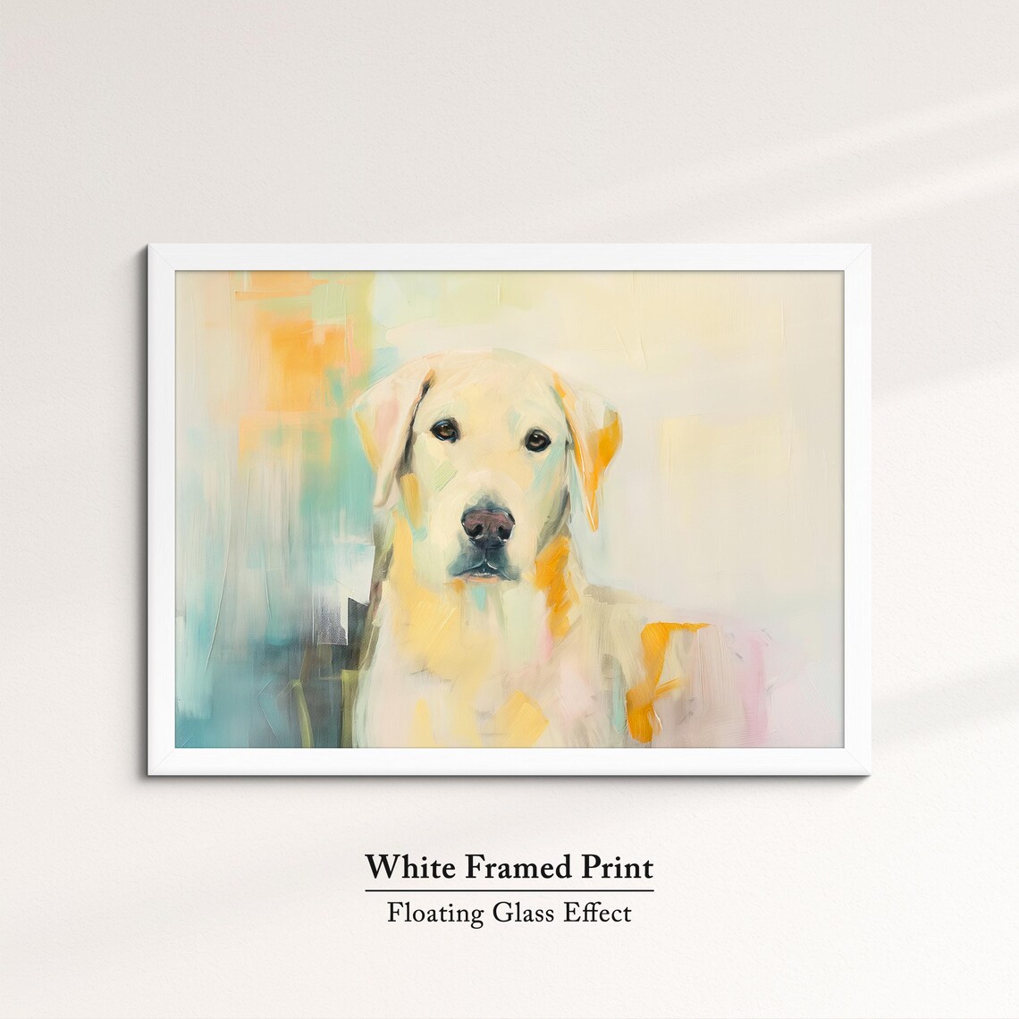 Golden Retriever Warm Yellow Pastel Abstract Painting Dog Poster - Image 7
