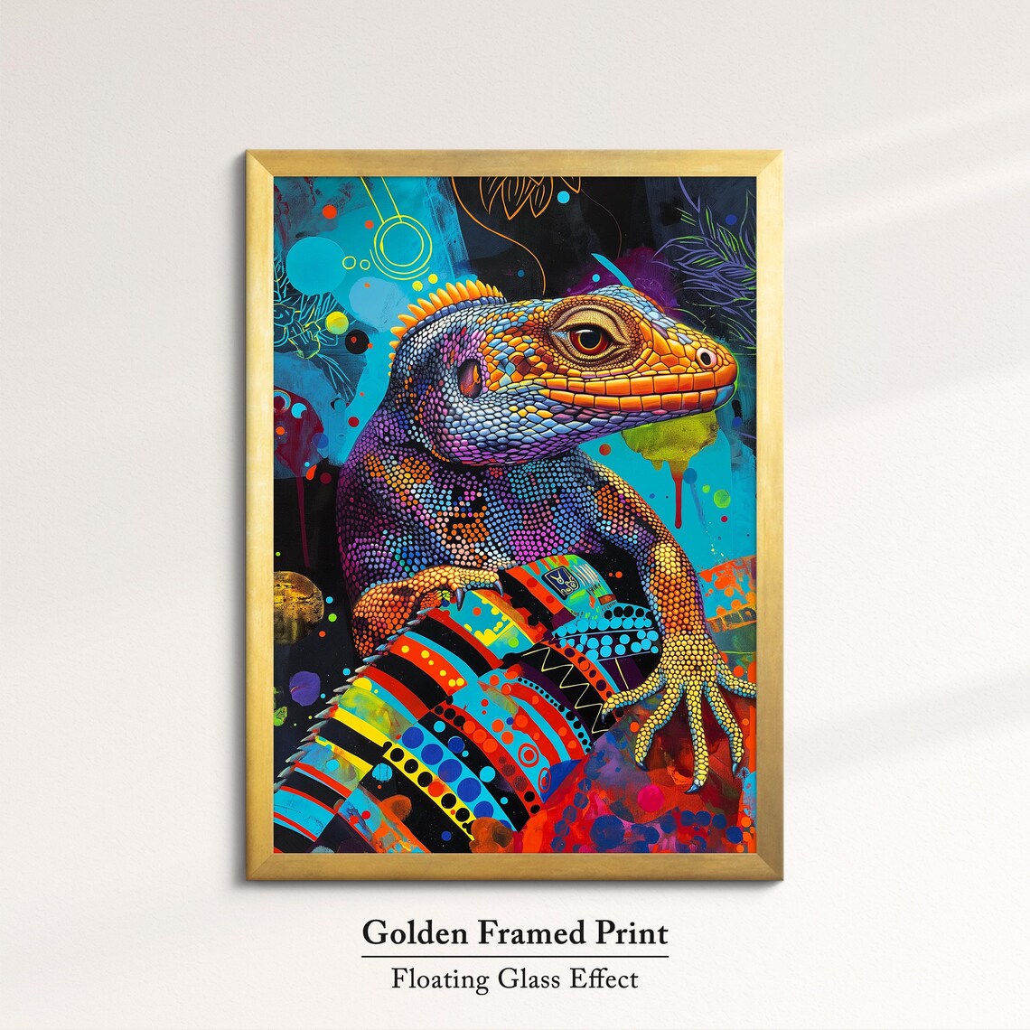 Colorful Bearded Dragon Abstract Oil Painting Framed Print Framed Portrait Wall Art Poster Home Decor Interior Pet Lover Gift - Image 5