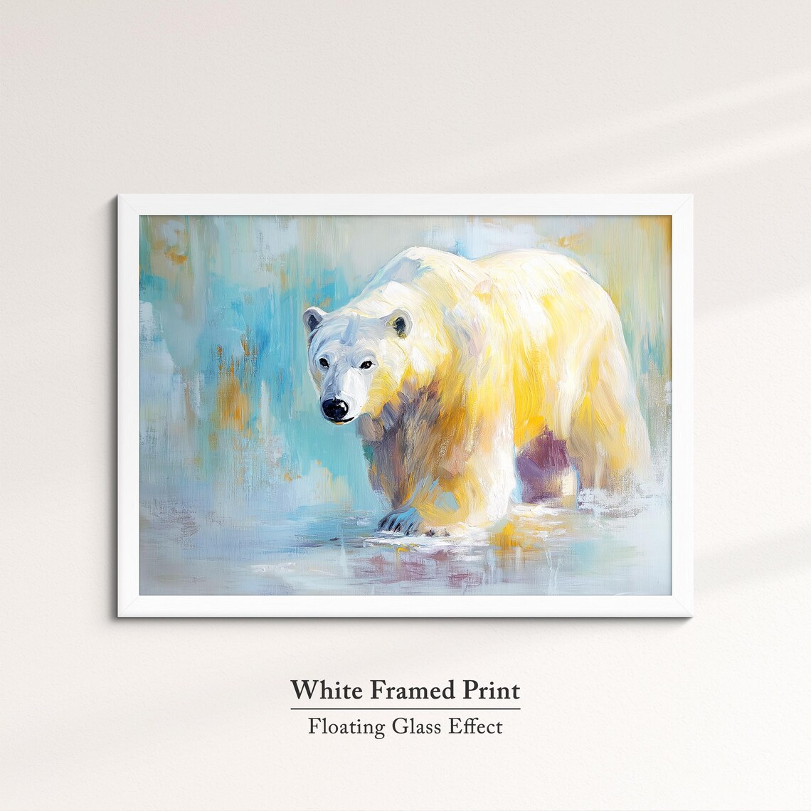 Polar Bear Blue Icy Abstract Oil Painting Arctic Wildlife Wall Art Poster - Image 7