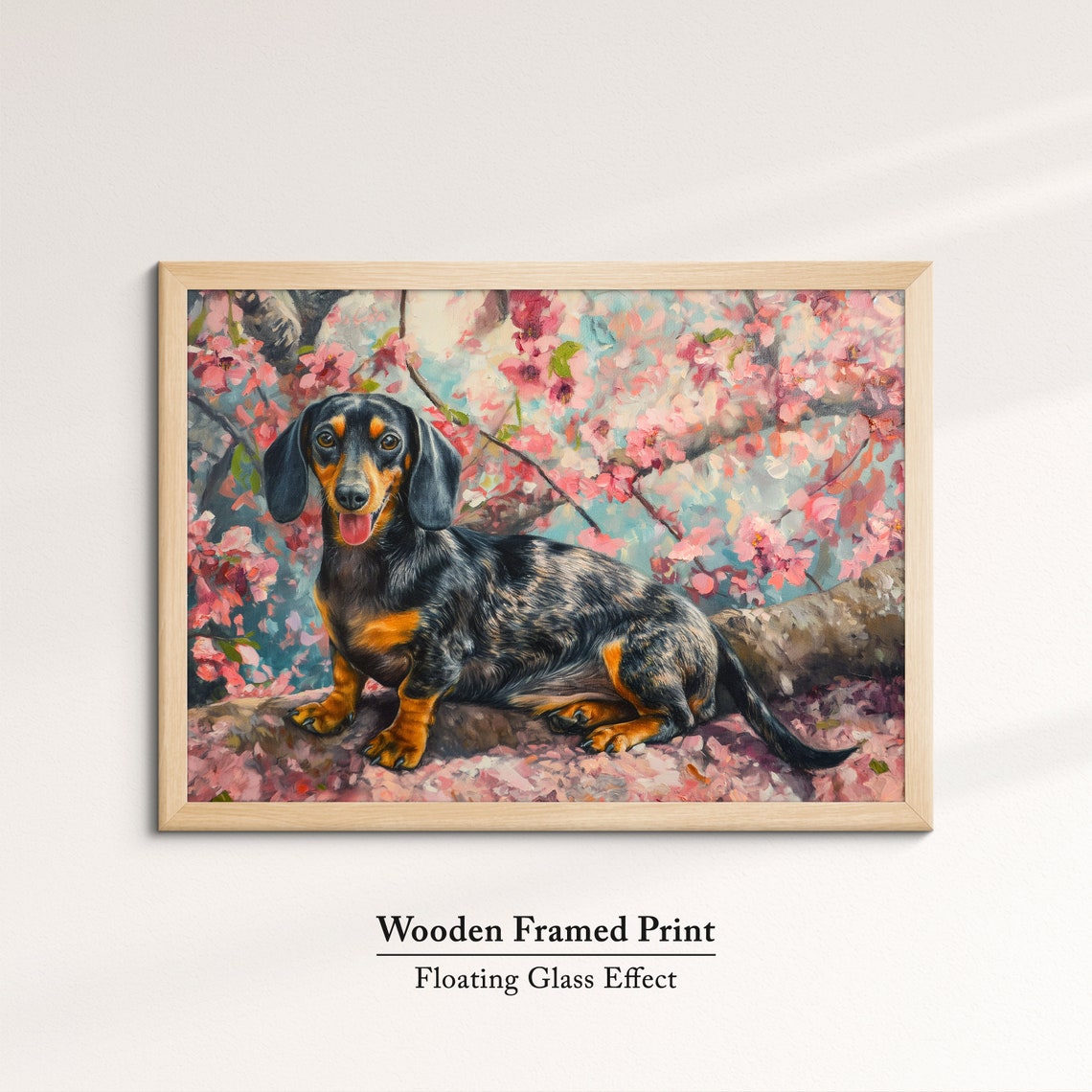 Dachshund Lying Among Cherry Blossom Petals Happy Spring Dog Poster - Image 6