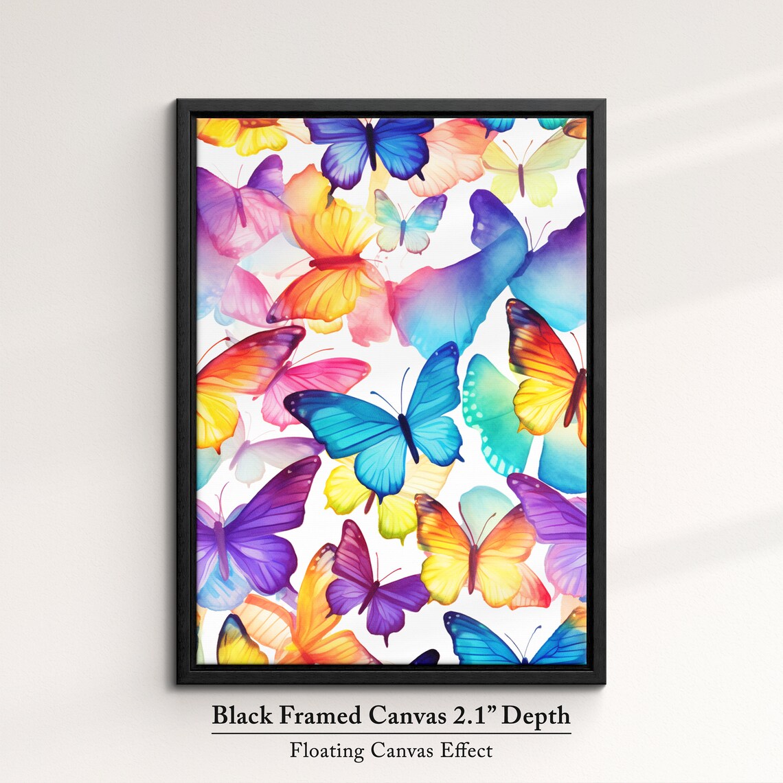 Rainbow Watercolor Butterflies On White Whimsical Insect Art Poster - Image 2