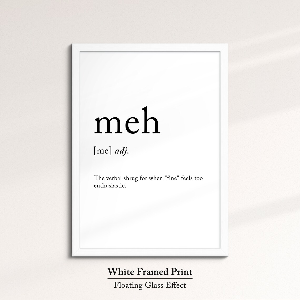 Meh Minimalist Definition Quote Word Art Framed Print Framed Female Wall Art Lady Poster Feminine Home Decor Gifts For Her - Image 7