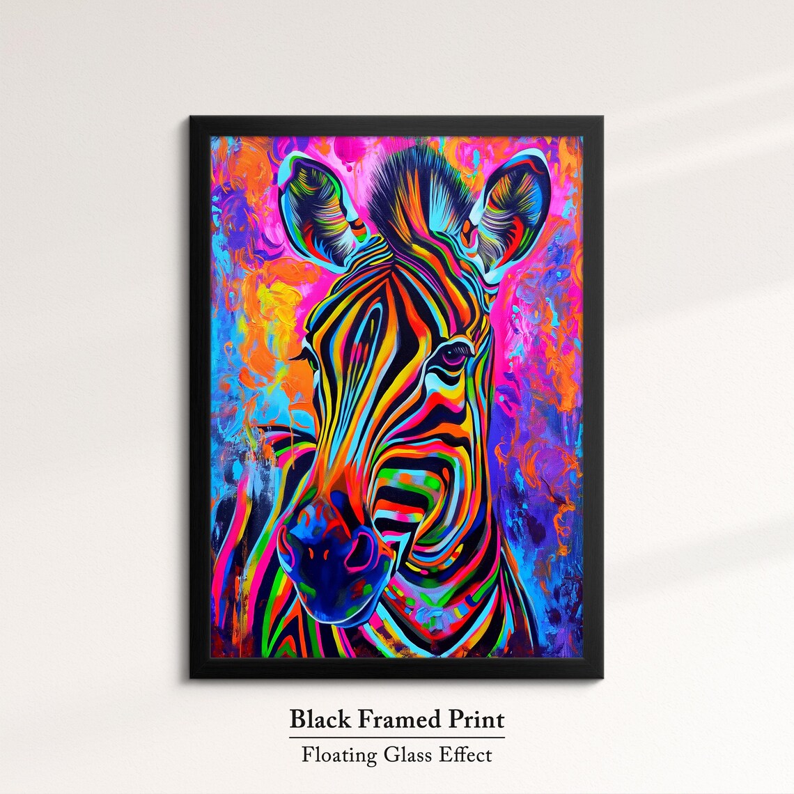 Colorful Zebra Abstract Oil Painting, Art Print - Image 8