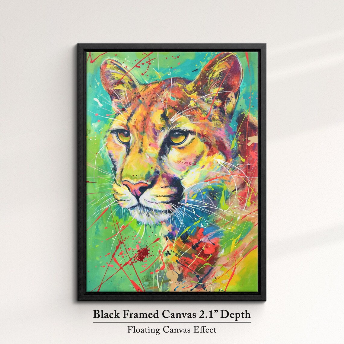 Colorful Lioness Face Pop Art Painting Vibrant Splatter Wildlife Wall Art Poster - Image 2