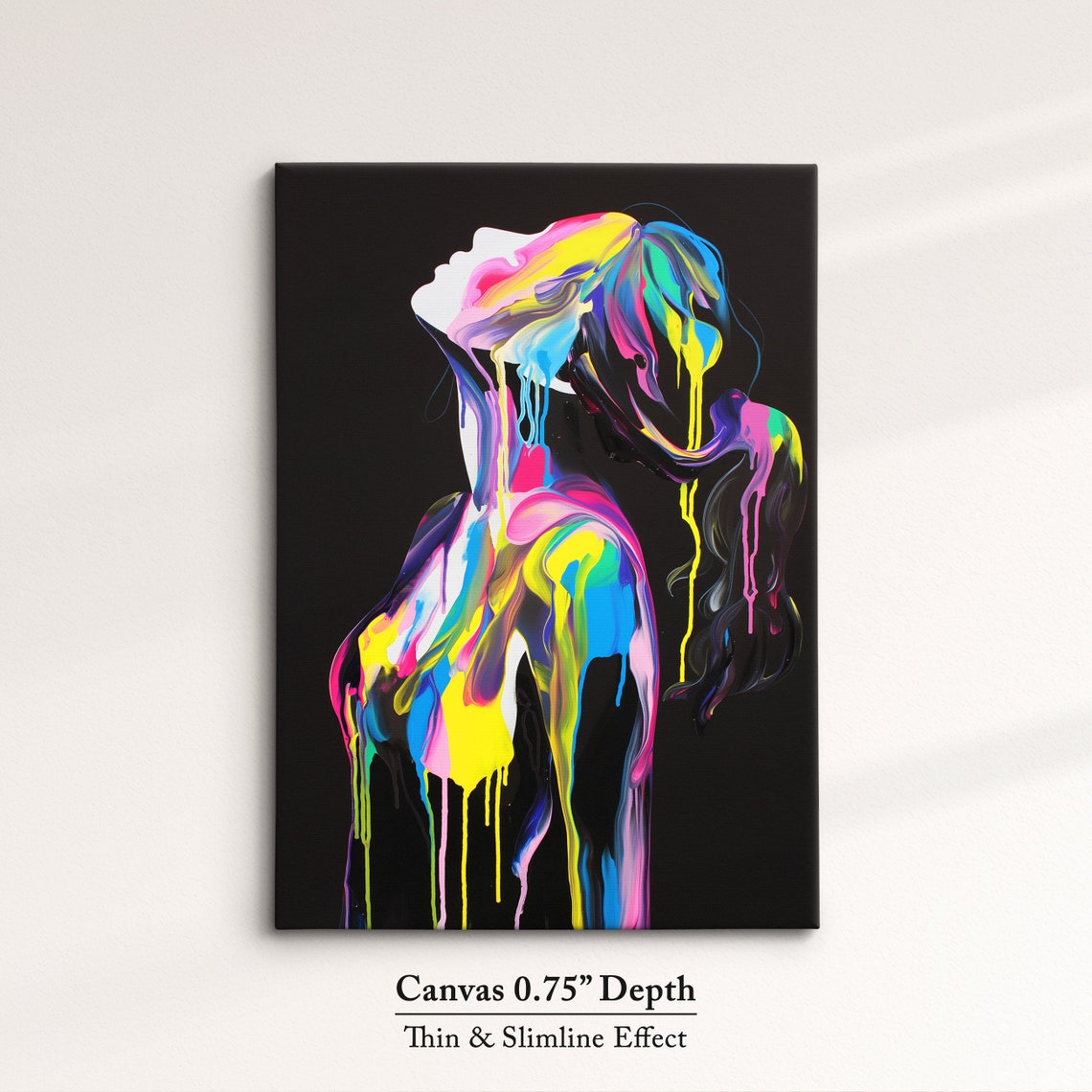 Neon Paint Woman Standing With Head Back Flowing Color Art Poster - Image 4