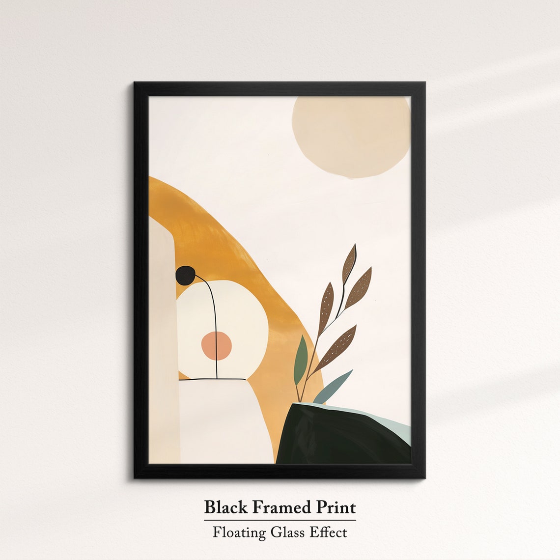 Boho Mustard Arch Abstract Sun Botanical Leaves Minimalist Wall Poster - Image 8