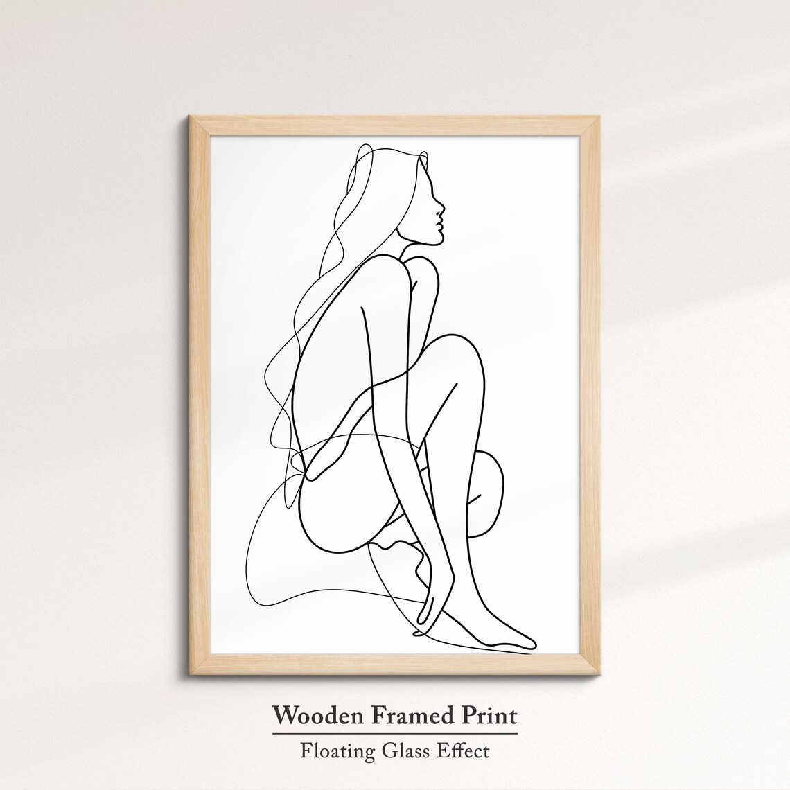 Crouching Woman Figure Continuous Line Art Drawing Minimalist Wall Decor Poster - Image 6