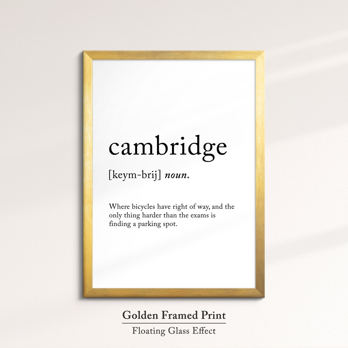 Cambridge England Uk Definition Dictionary Funny Quote Minimalist Framed Print Framed Wall Art Poster Home Decor Interior Gifts - Image 5