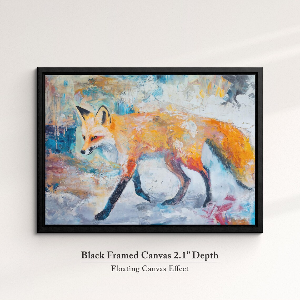 Red Fox Walking Abstract Oil Painting Orange Wildlife Portrait Poster - Image 2