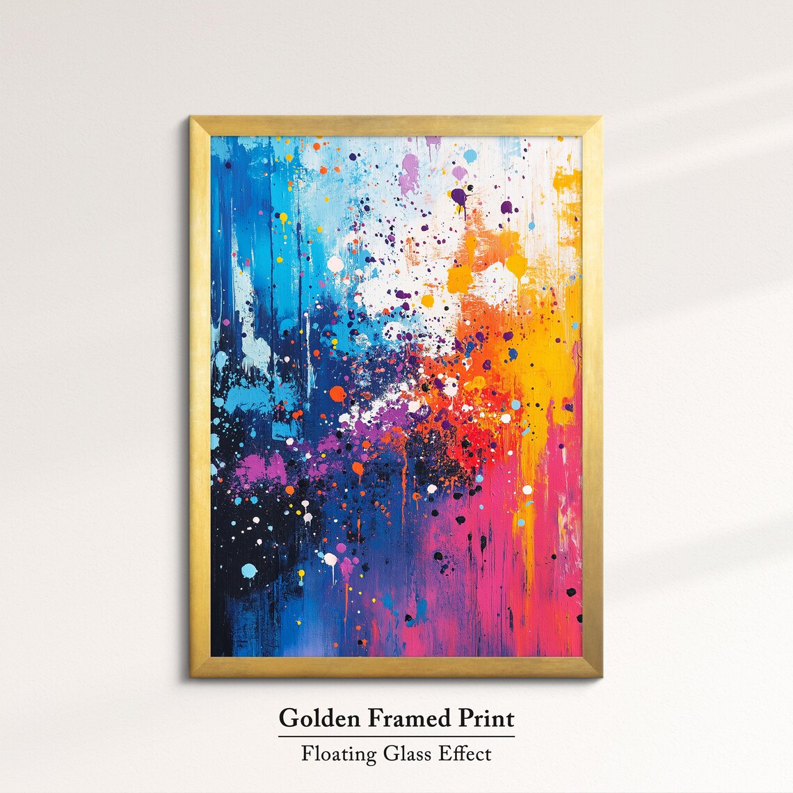 Rainbow Paint Splatter Abstract Art Bold Colorful Modern Canvas Print - Image 5