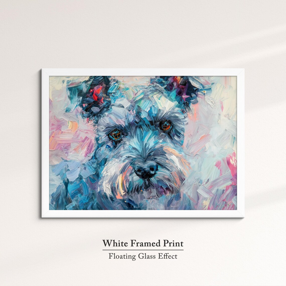 Schnauzer Face Close Up Pastel Pink Blue Abstract Painting Dog Poster - Image 7