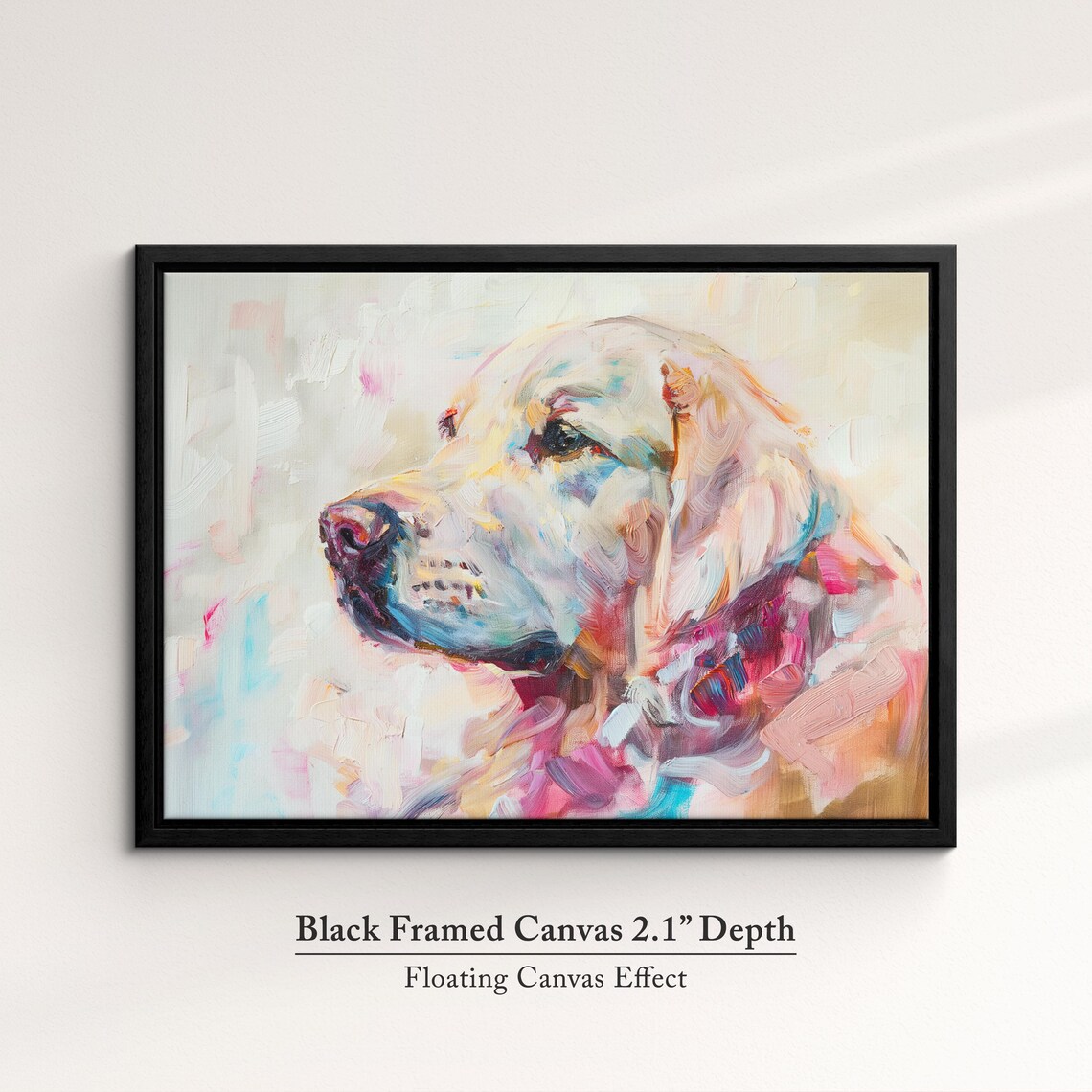 Golden Retriever Side Profile Pastel Pink Teal Abstract Dog Poster - Image 2