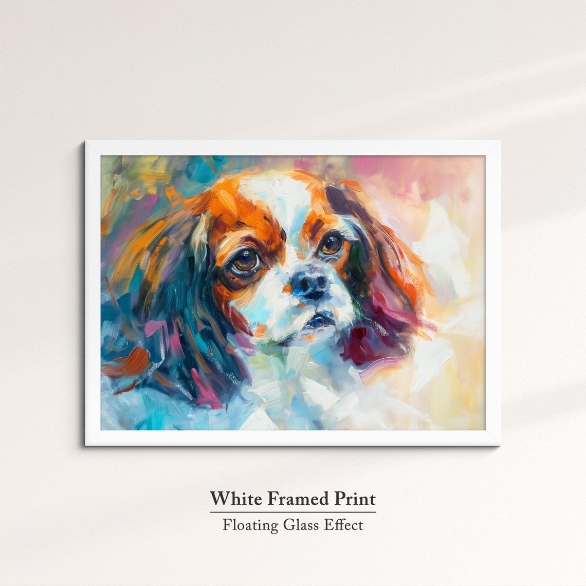 Cavalier King Charles Spaniel Warm Orange Teal Abstract Dog Poster - Image 7