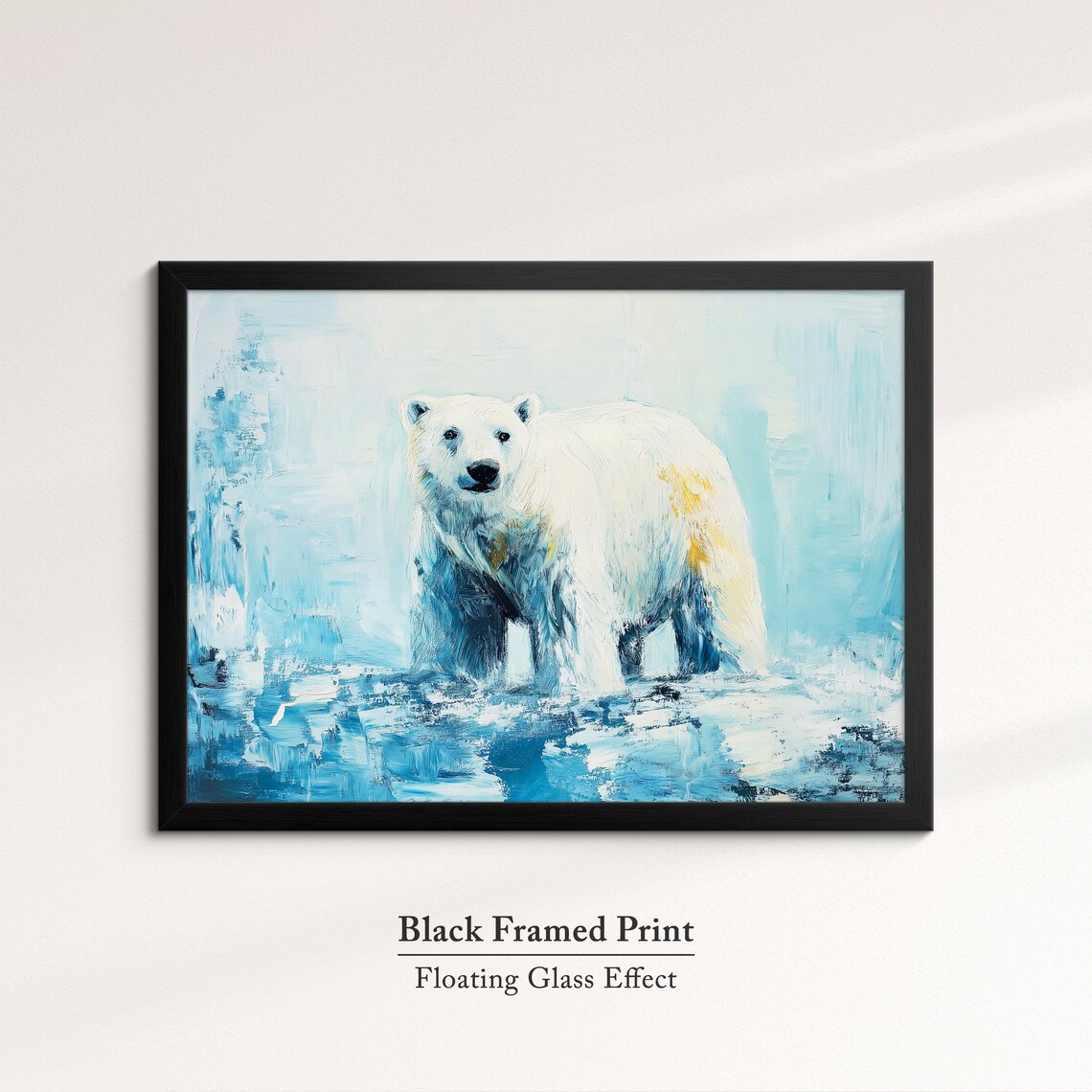 Polar Bear Standing Blue Ice Abstract Oil Painting Wildlife Wall Art Poster - Image 8