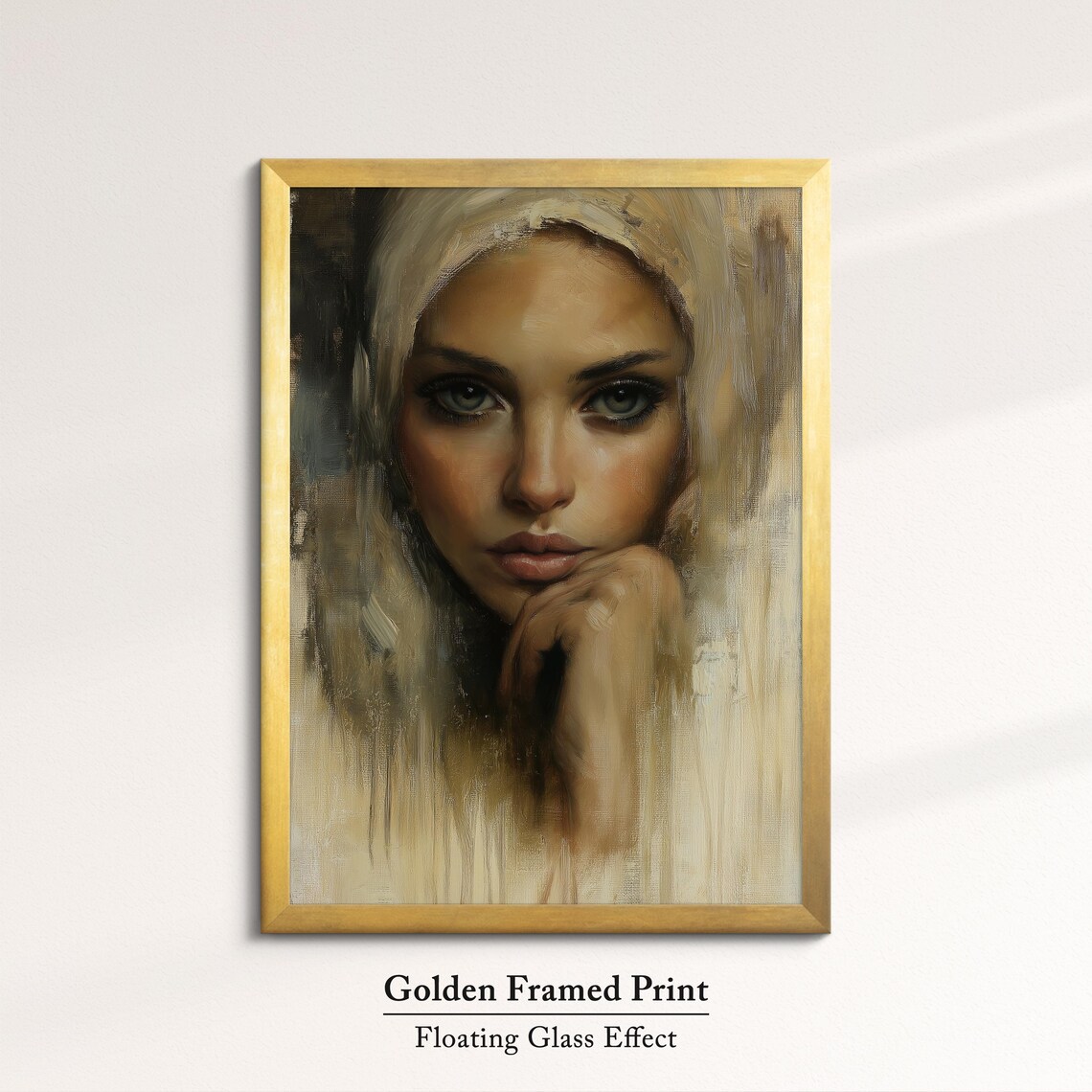 Serene Woman Portrait Art Elegant African Beauty Bohemian Wall Decor Rustic Home Art Print Neutral Tones Woman Oil Painting - Image 5