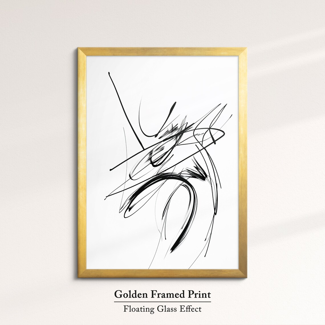 Abstract Black Ink Brush Stroke Art Minimalist Expressive Line Wall Art Print - Image 5