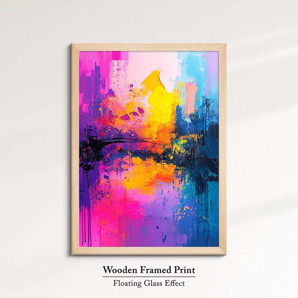 Pink Purple Blue Abstract Impasto Painting Colorful Sunset Wall Art - Image 6