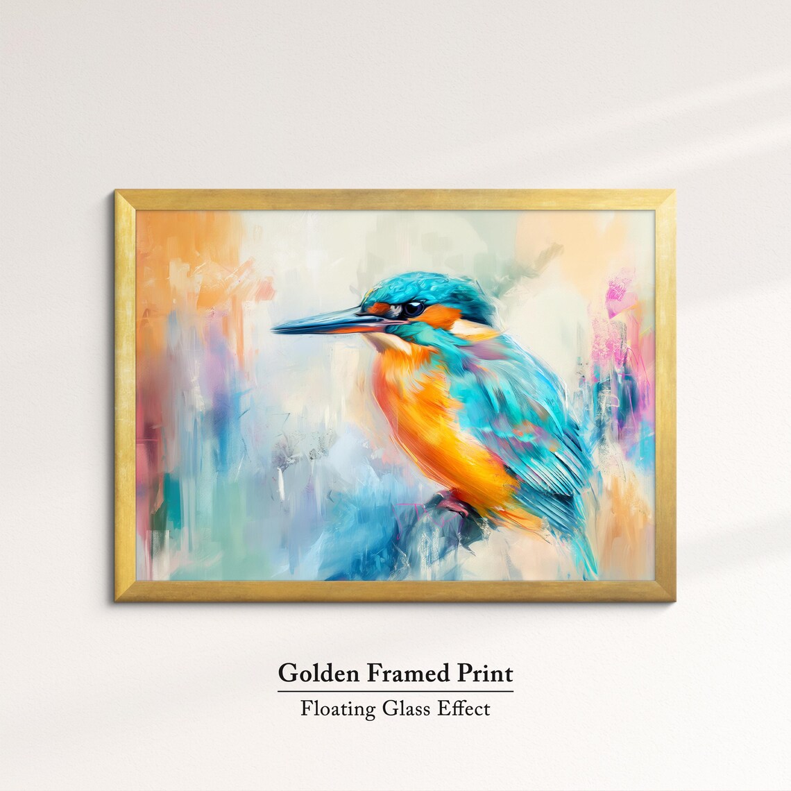 Kingfisher Bird Abstract Oil Painting Watercolor Art Print - Image 5