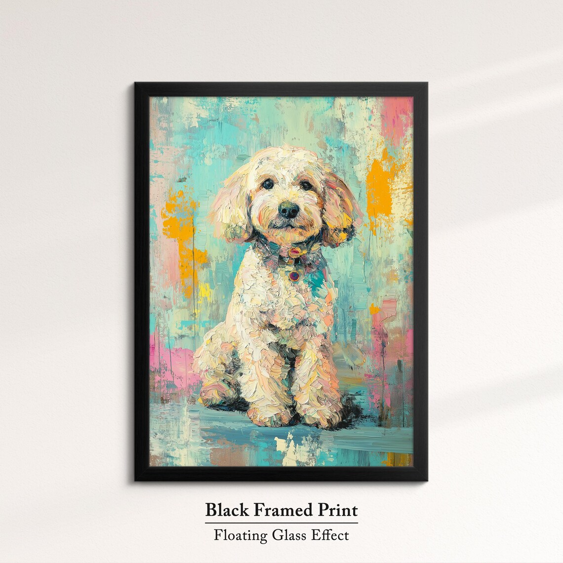 Cream Cockapoo Dog Portrait Pastel Oil Painting Cute Puppy Art Print - Image 8
