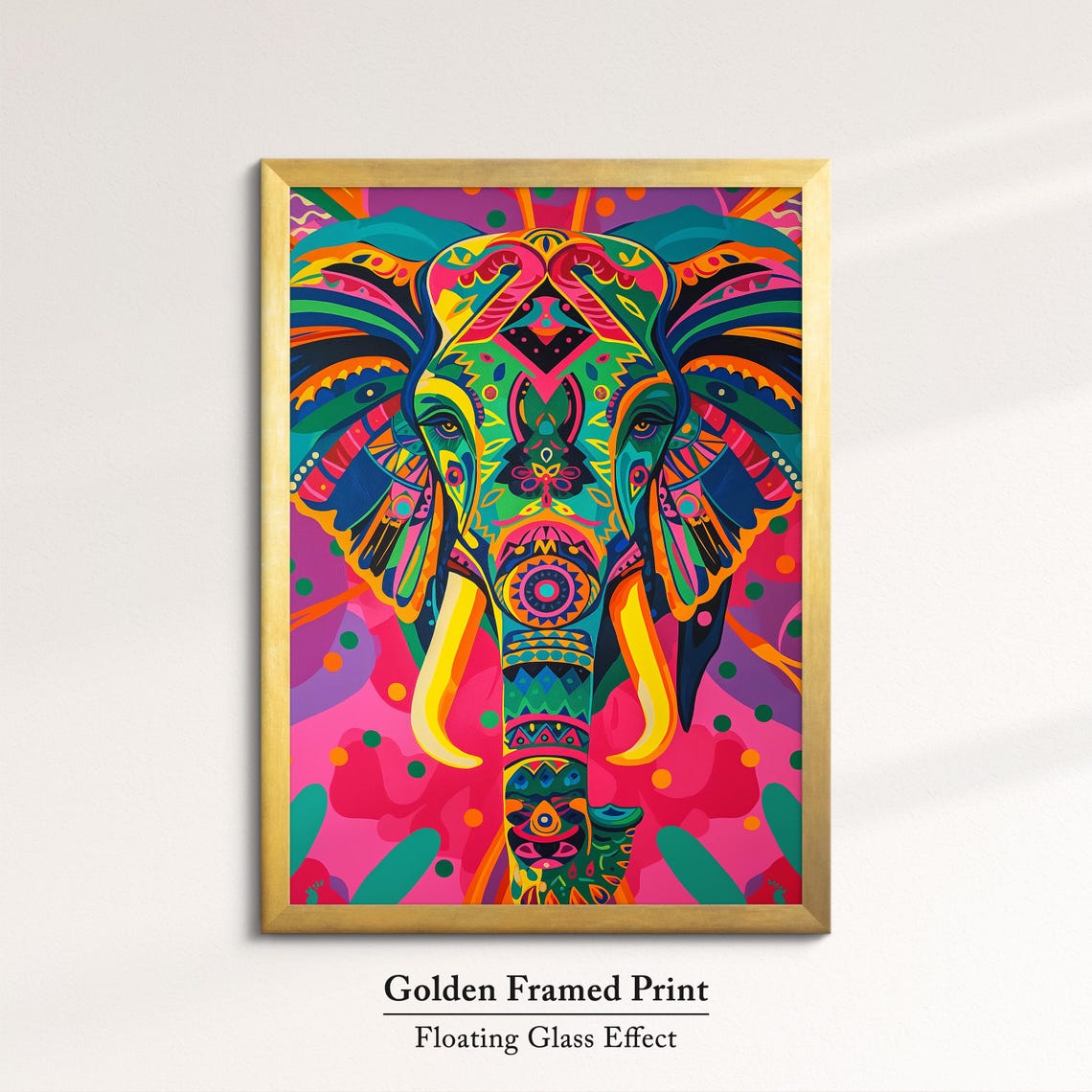 Elephant Mandala Ornamental Psychedelic Pink Purple Vibrant Art Poster - Image 5