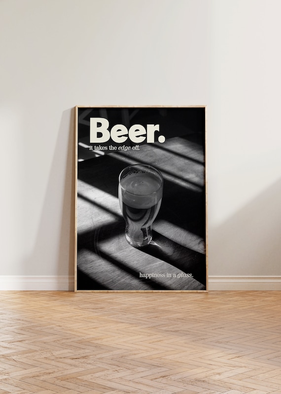 Retro Beer Kitchen Art Print, Bar Room Decor