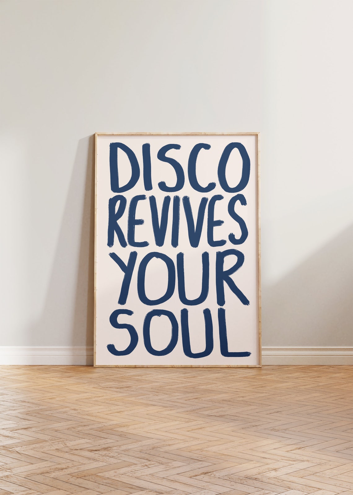 Disco Revives Your Soul Navy Blue Hand Lettered Music Poster