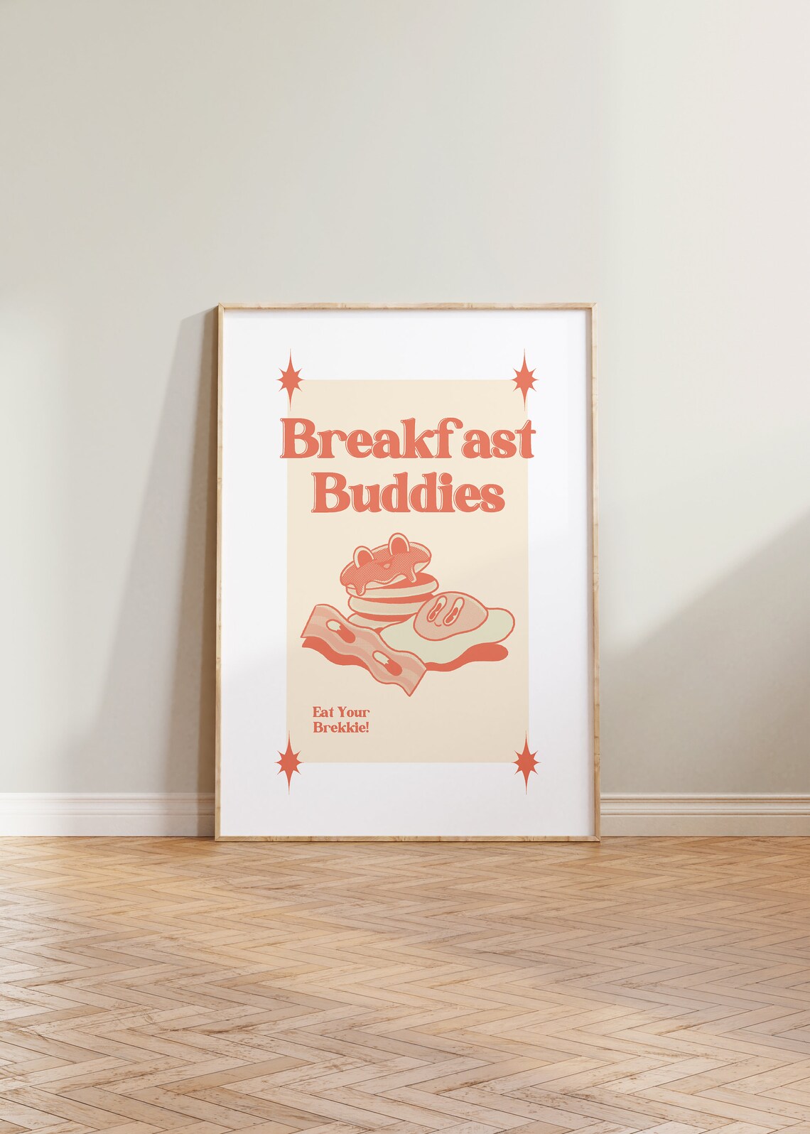 Breakfast Buddies Retro Kitchen Poster Print