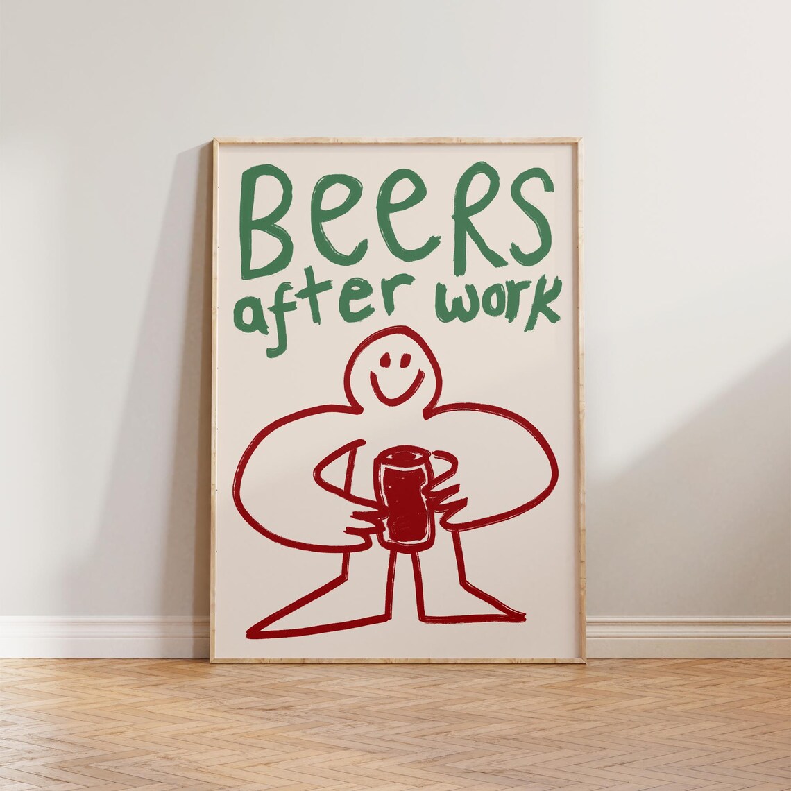Beer Illustration Kitchen Wall Art Print, After-Work Doodle