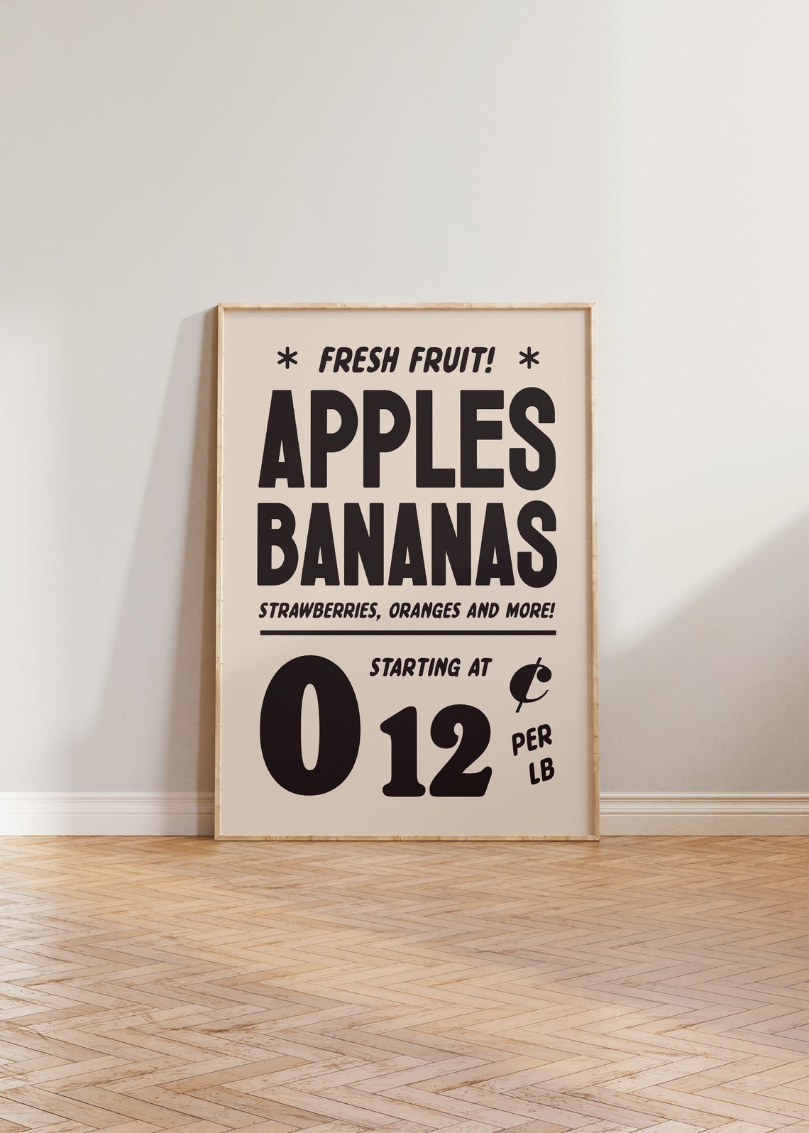 Apples Bananas Fresh Fruit Vintage 1950s Advertisement Kitchen Poster