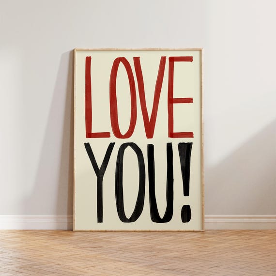 Love You Bold Retro Typography Art Print