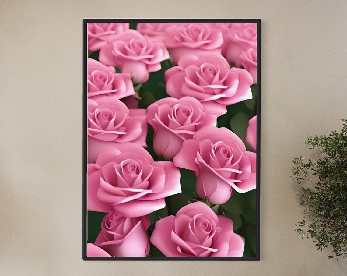 Soft Pink Roses Close Up Photography Art Poster in Romantic Bloom