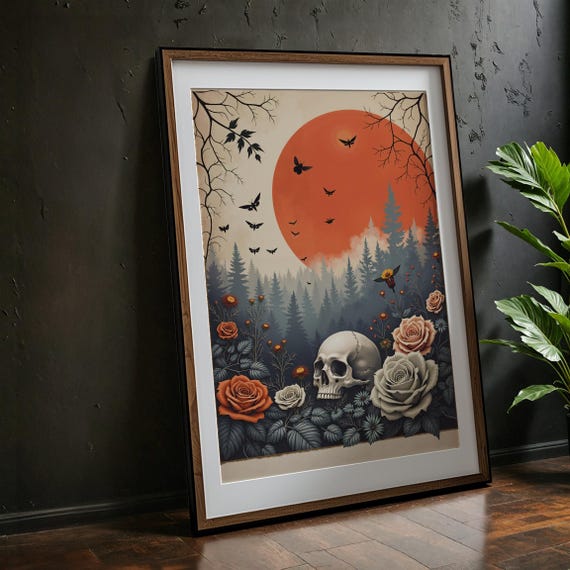 Skull And Roses Gothic Art