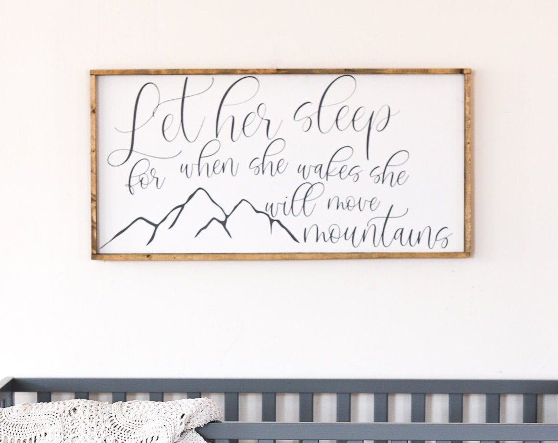 Let Her Sleep Sign Above The Crib Decor Farmhouse Nursery Decor Girl Farmhouse Nursery Farmhouse Kids Room