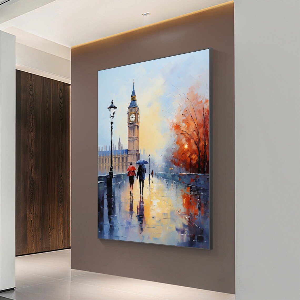 Rainy London Big Ben Umbrella Couple Romantic City Art Poster - Image 6