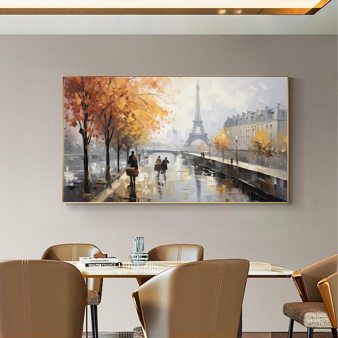 Rainy Autumn Paris Boulevard Eiffel Tower Street Scene Poster - Image 2
