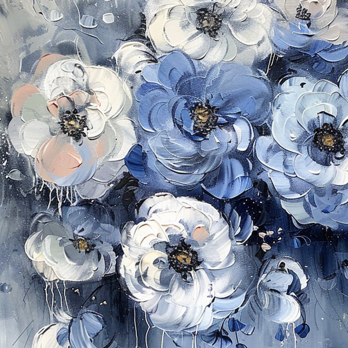 Large Abstract Flower Oil Painting On Wall Art Original White Floral Wall Art Custom Painting Fashion Living Room Decor Handmade Gift - Image 5