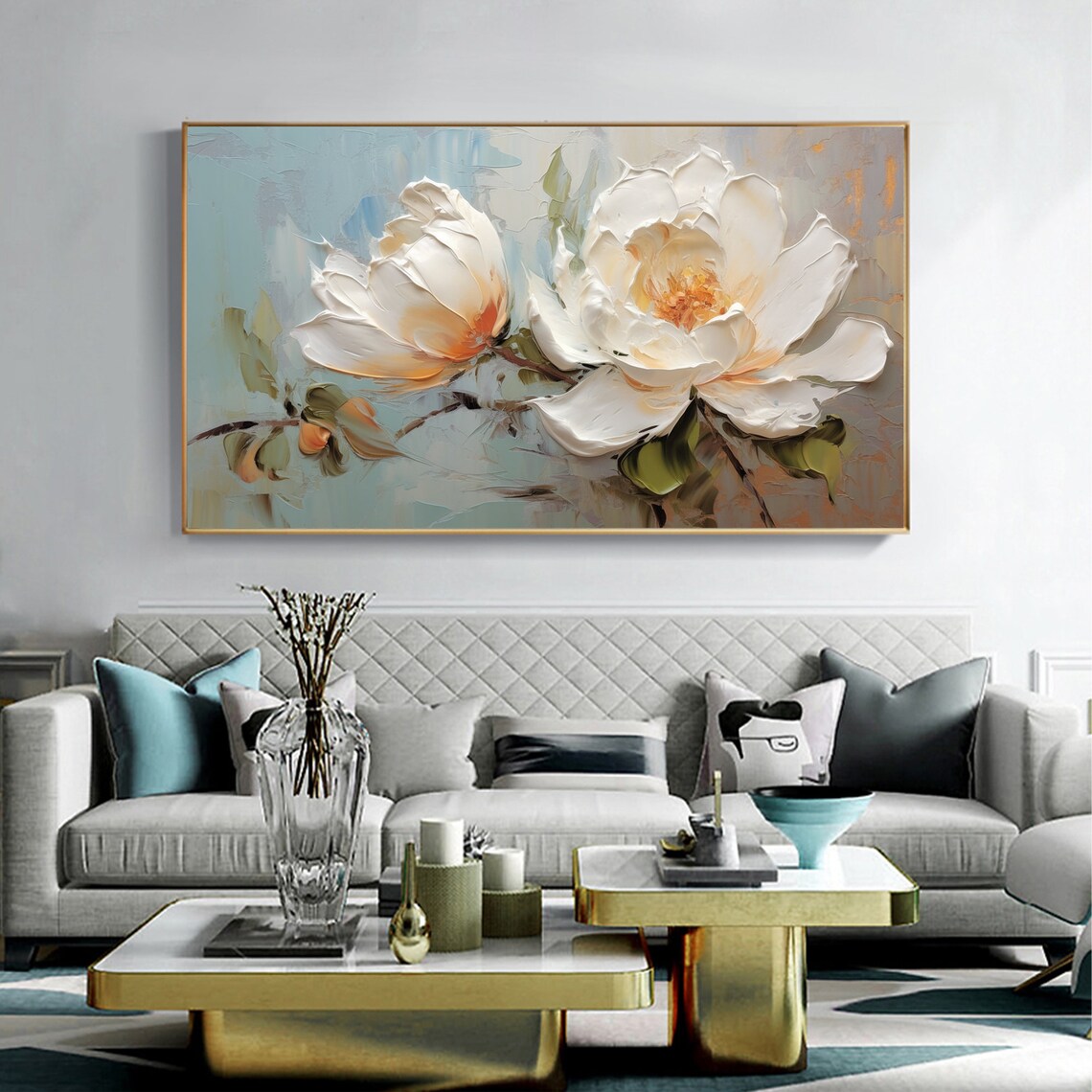White Magnolia Blossom Oil Painting Style Floral Impasto Poster - Image 5