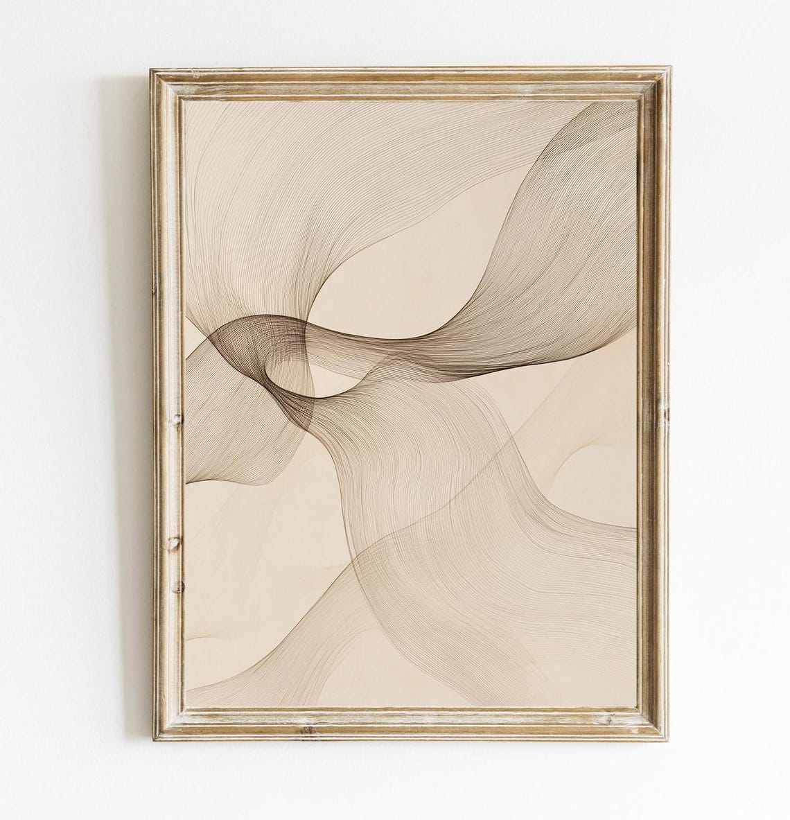 Neutral Abstract Line Art Flowing Wavy Silk Minimalist Wall Poster