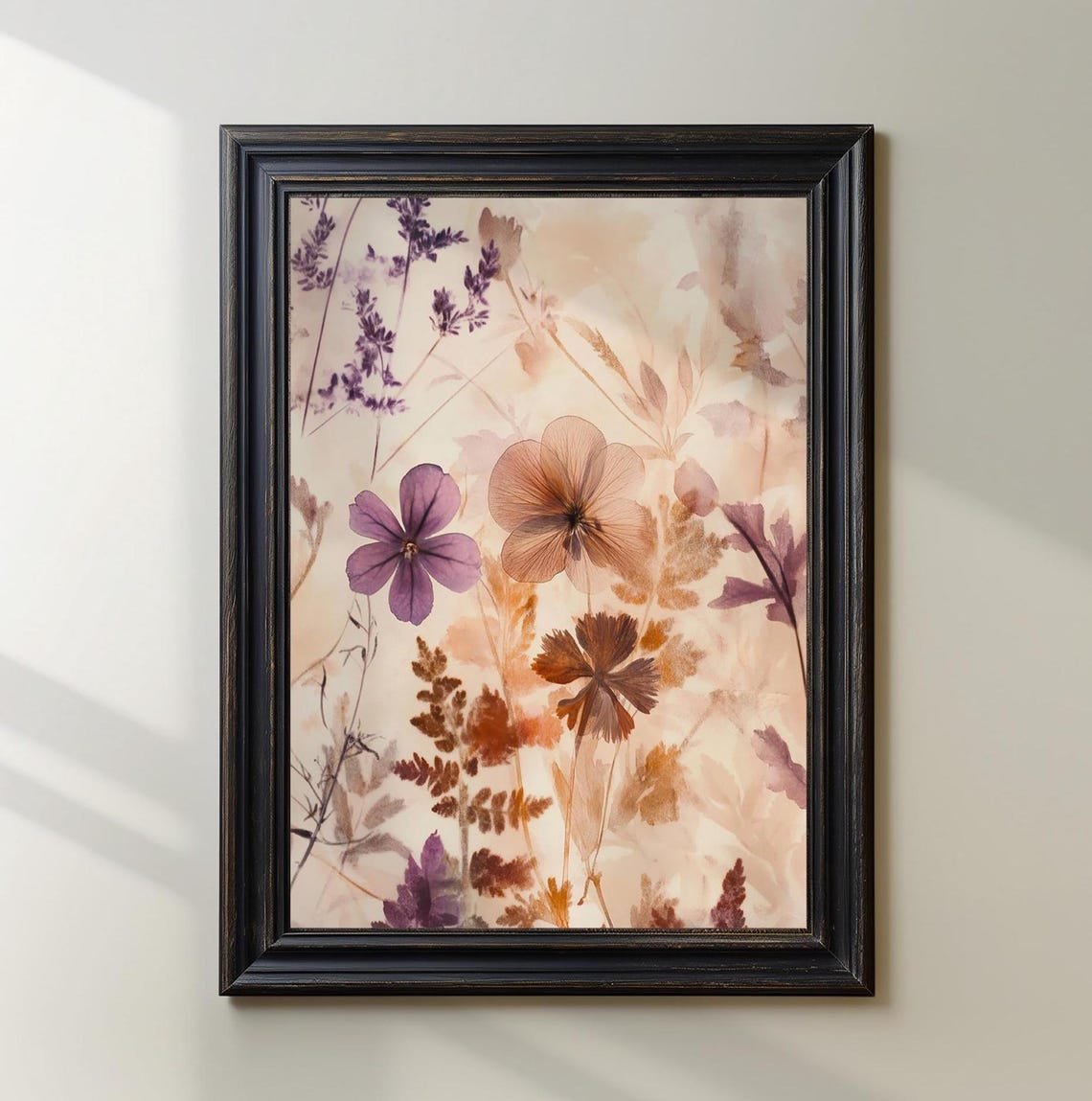 Purple Botanical Flowers Pressed Herbarium Watercolor Poster