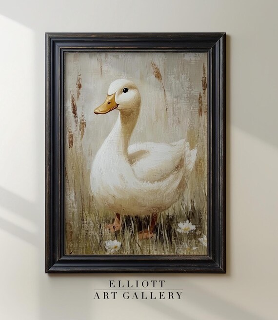 Spring Duck Print Vintage Nursery Decor Farmhouse Antique Cottage Art Wall E328