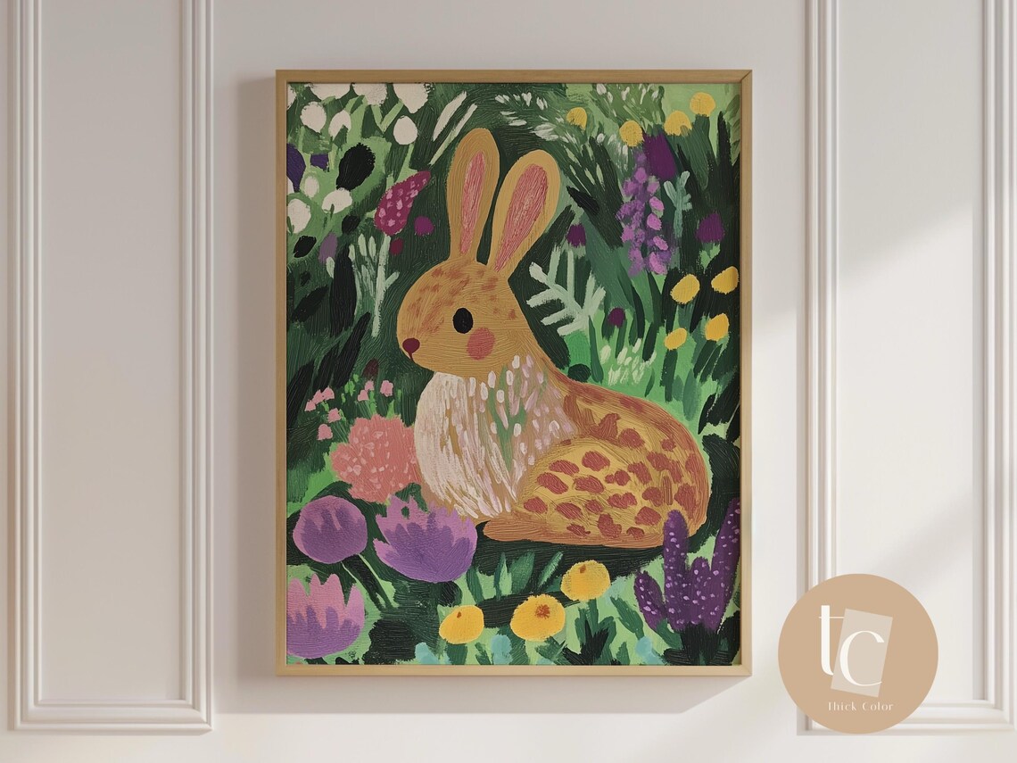 Nursery Wall Baby Bunny Rabbit Cute Decor Canvas Duck Print Scandinavian Vintage Boy Girl Easter
