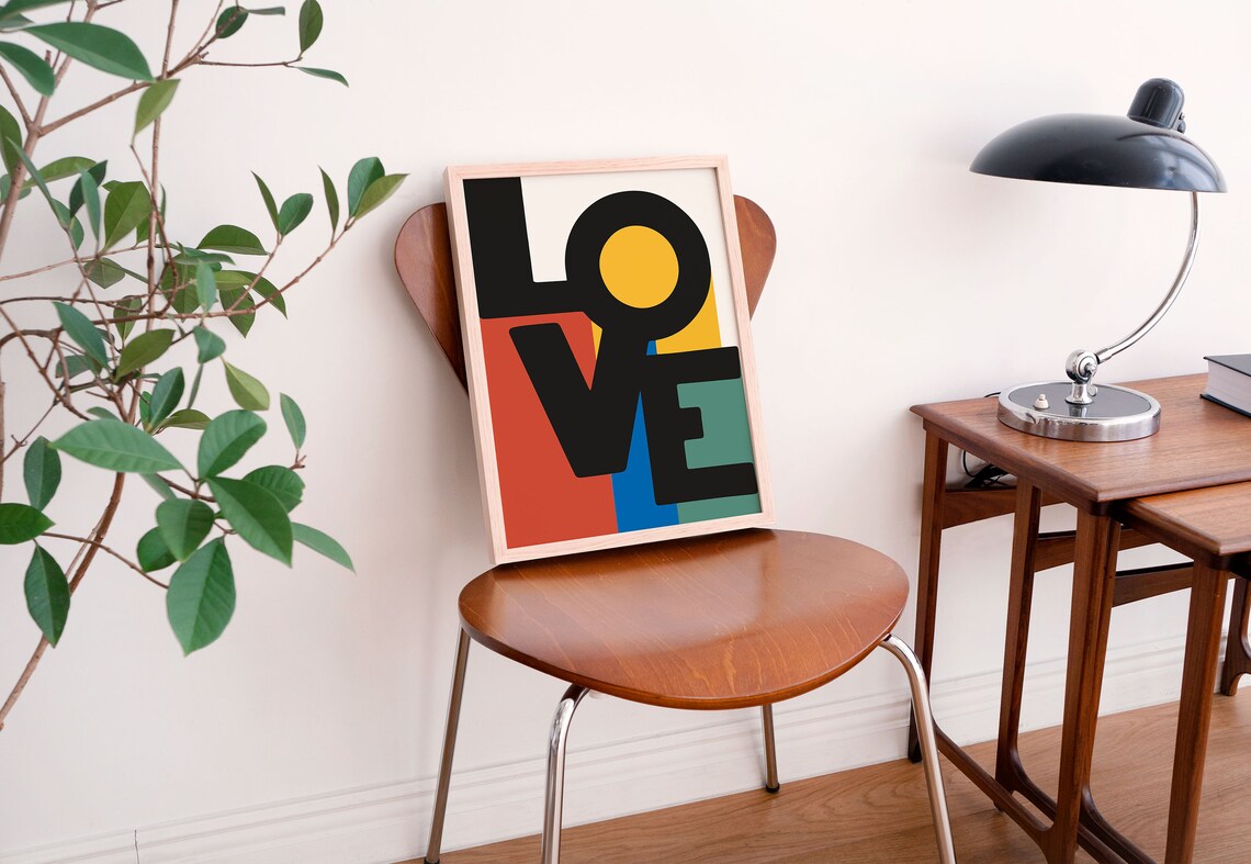 Love Typography Retro LGBTQ Rainbow Wall Art Print - Image 2