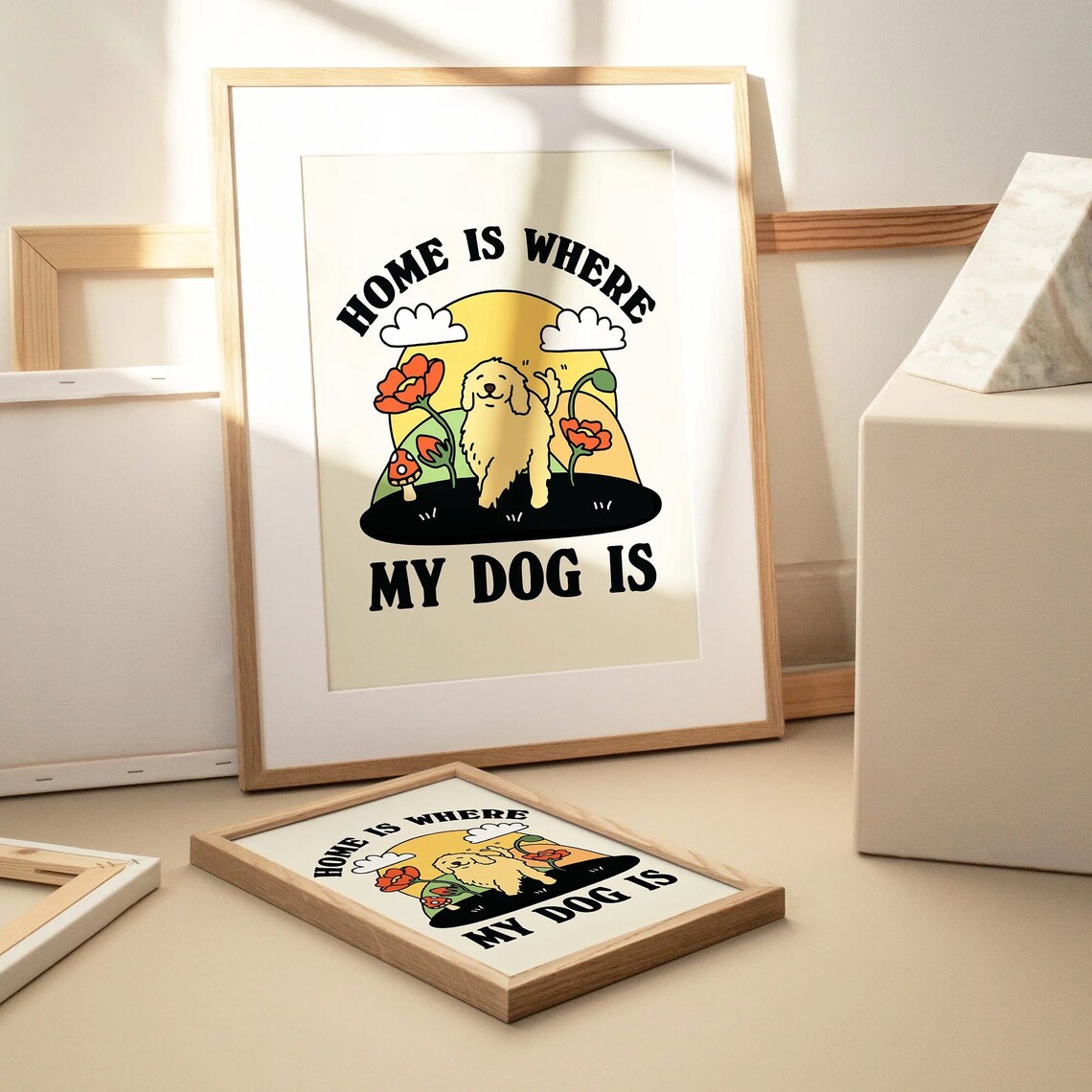 Cute Dog Retro Home Is Where My Dog Is Poster - Image 2