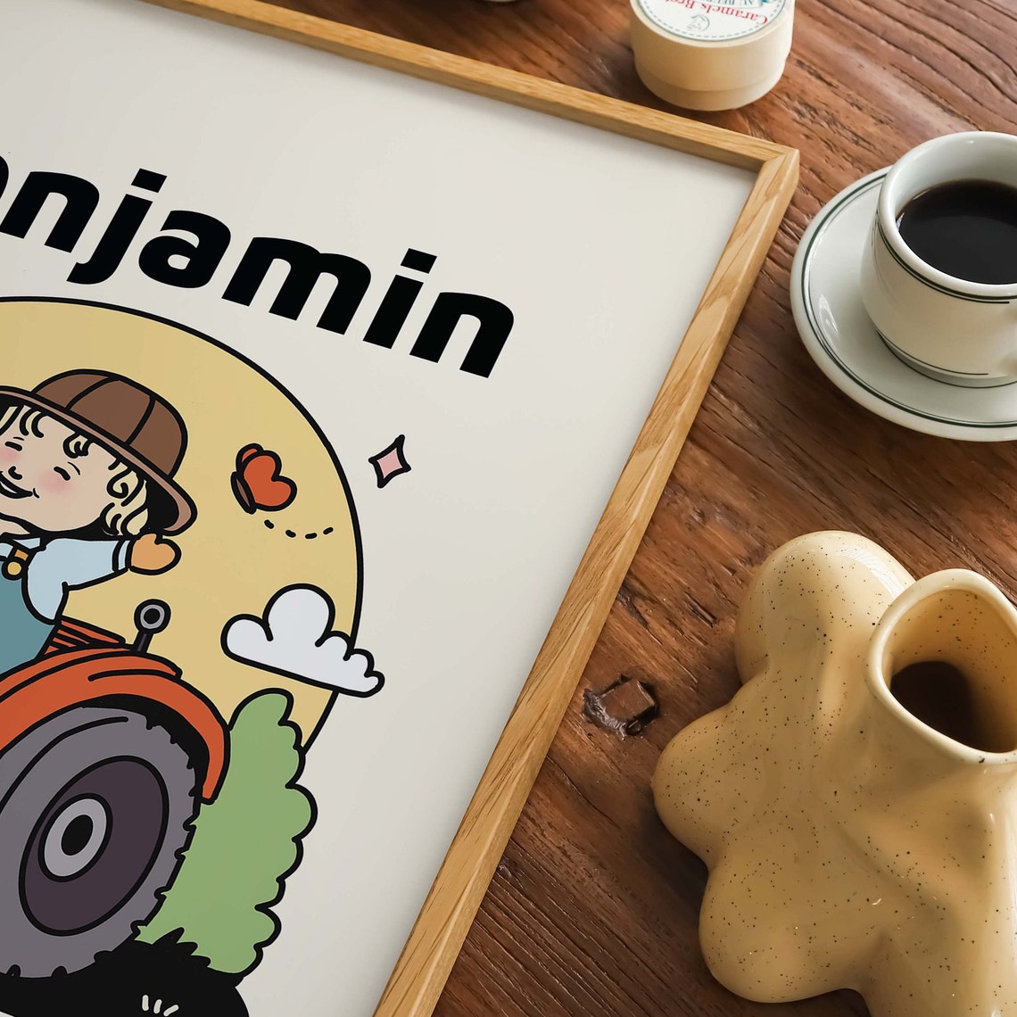 Custom Boys On Tractor Print Personalized Boy Name Print Little Boys Room Decor Nursery Wall Prints Cute Adorable Kids Prints Unframed - Image 2