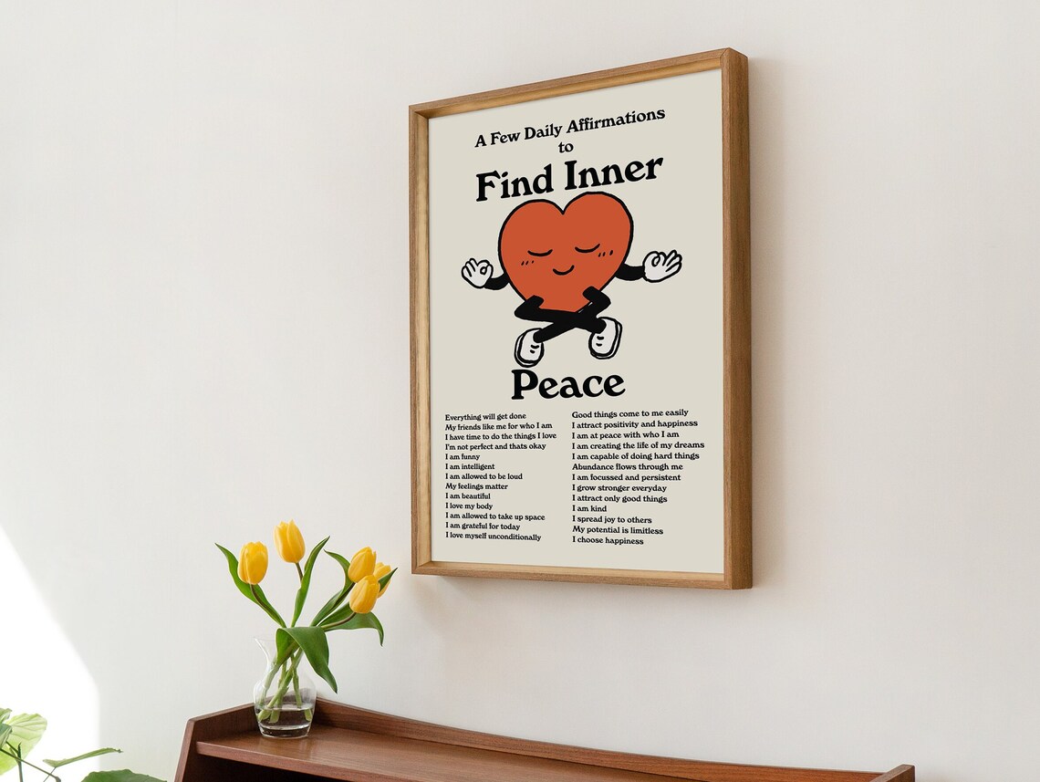 Positive Inner Peace Affirmations Aesthetic Typography Print - Image 2