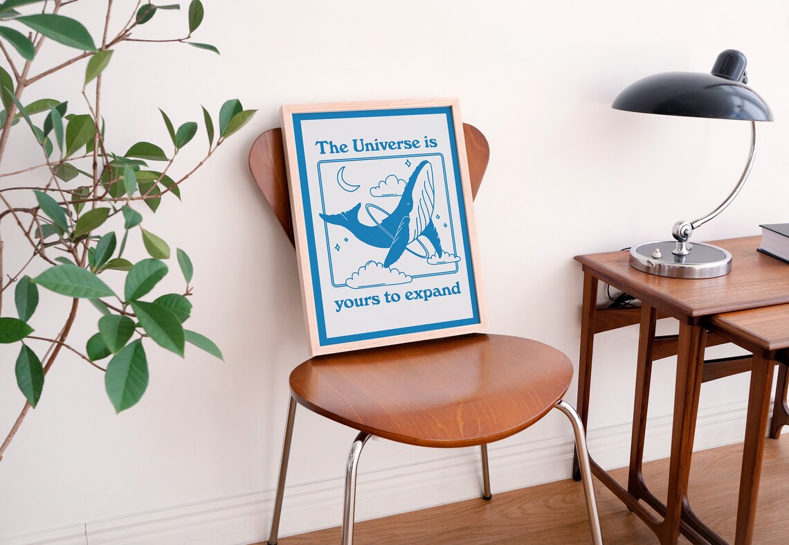 Retro Whale Affirmation Quote Poster, Nautical Decor - Image 2