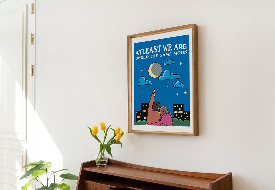 Under The Same Moon Moon Art Print, Romantic Quote - Image 2