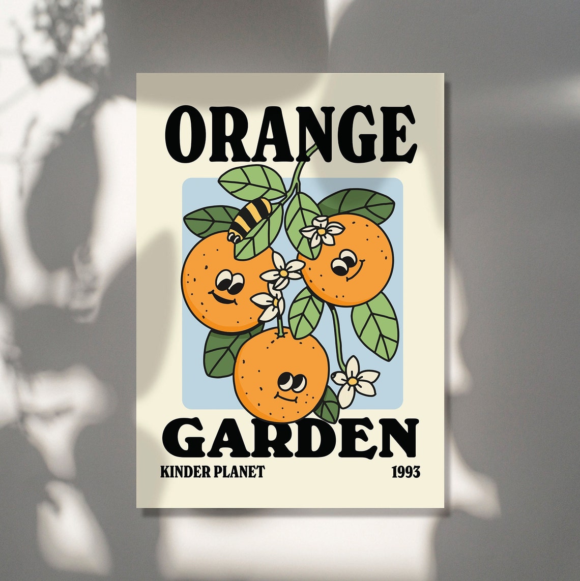 Orange Garden Kinder Planet 1993 Smiling Oranges Blossom Art Print - Image 2