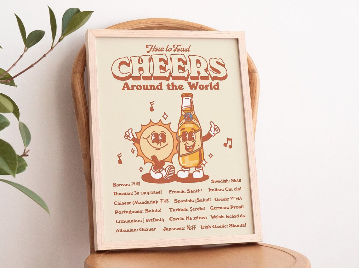 Retro Cheers Beer Poster Print, Bar Cart Decor - Image 2