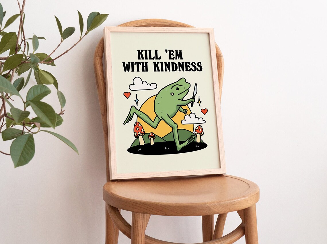 Frog Illustration Kindness Quote Nursery Decor Art Print - Image 3